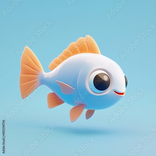 3D Ocean Fish Icon: Marine Life in the Deep Sea Illustration Logo photo