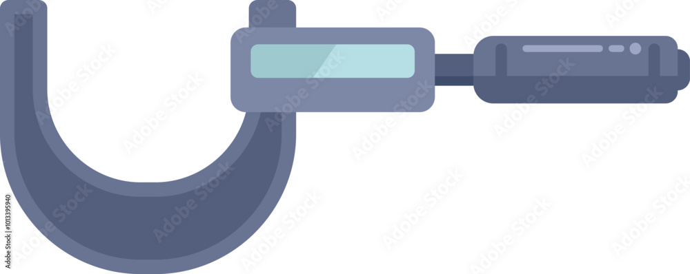 Professional metallic outside micrometer measuring tool with scale is lying on white background Professional metallic outside micrometer measuring tool with scale is lying on white background