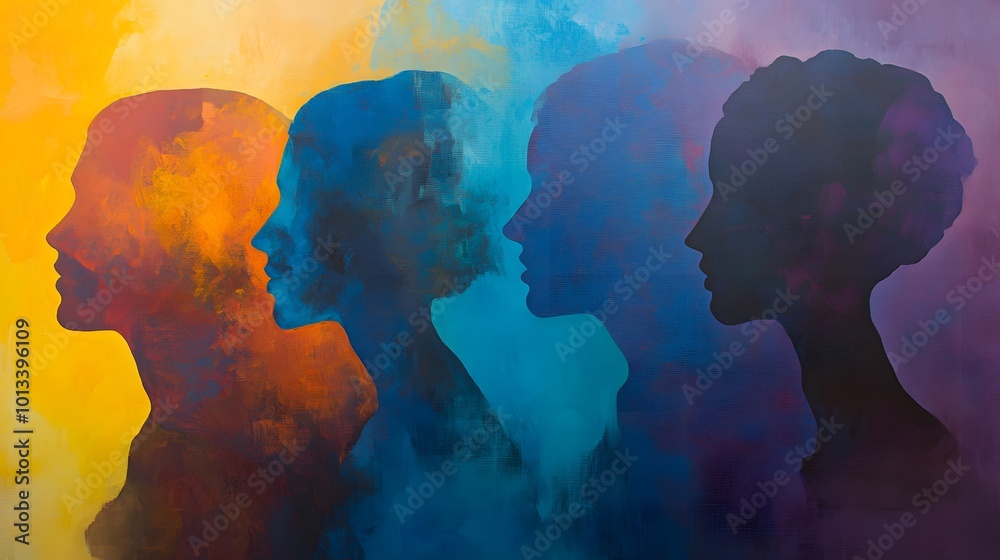 Diverse silhouettes with vibrant colors Diverse silhouettes with vibrant colors