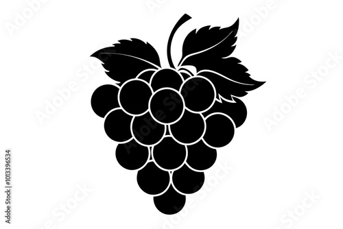  Delicious fruit grapes silhouette black vector art illustration