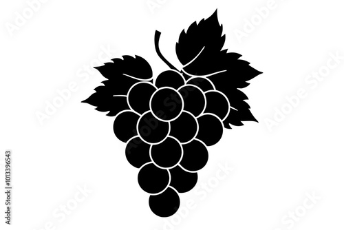  Delicious fruit grapes silhouette black vector art illustration