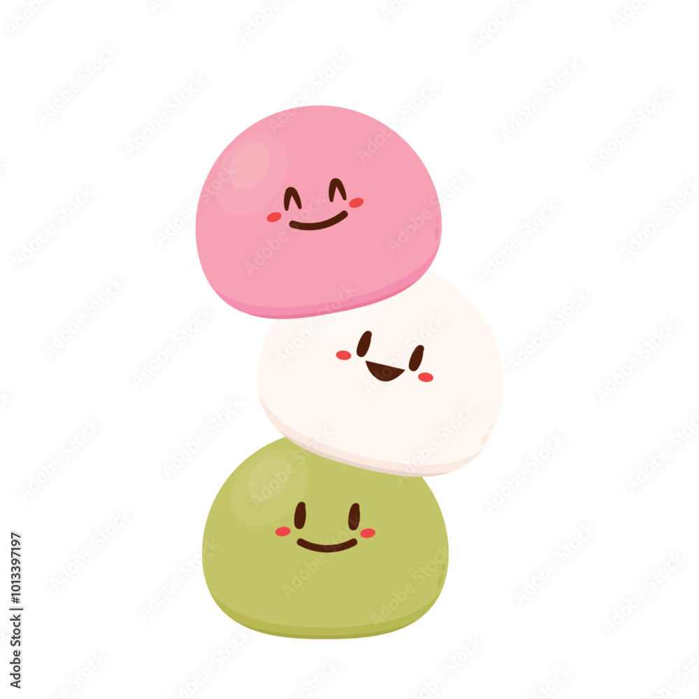 Cute Mochi cartoon vector. Mochi icon vector. Japanese rice dessert. Cute Mochi cartoon vector. Mochi icon vector. Japanese rice dessert.