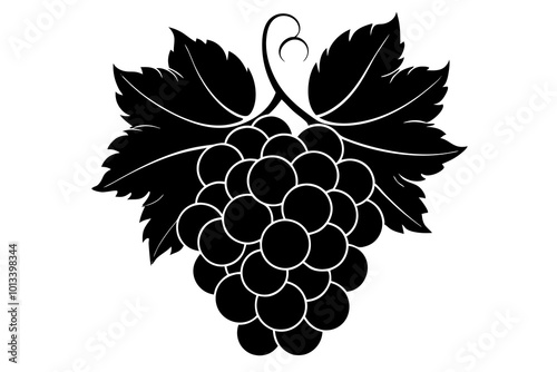  Delicious fruit grapes silhouette black vector art illustration