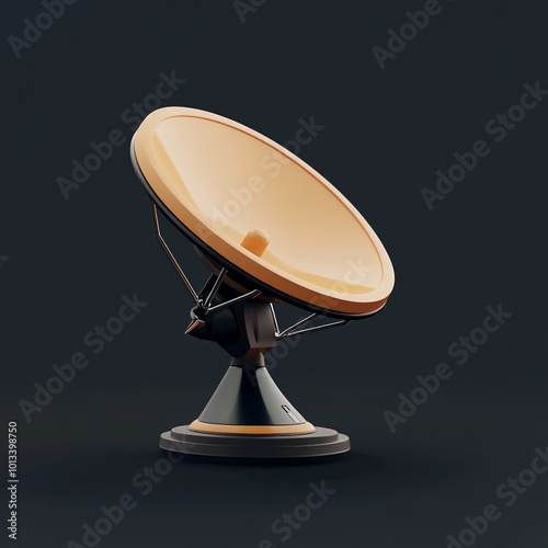 3D Satellite Dish Icon: Signal Reception Device Illustration Logo