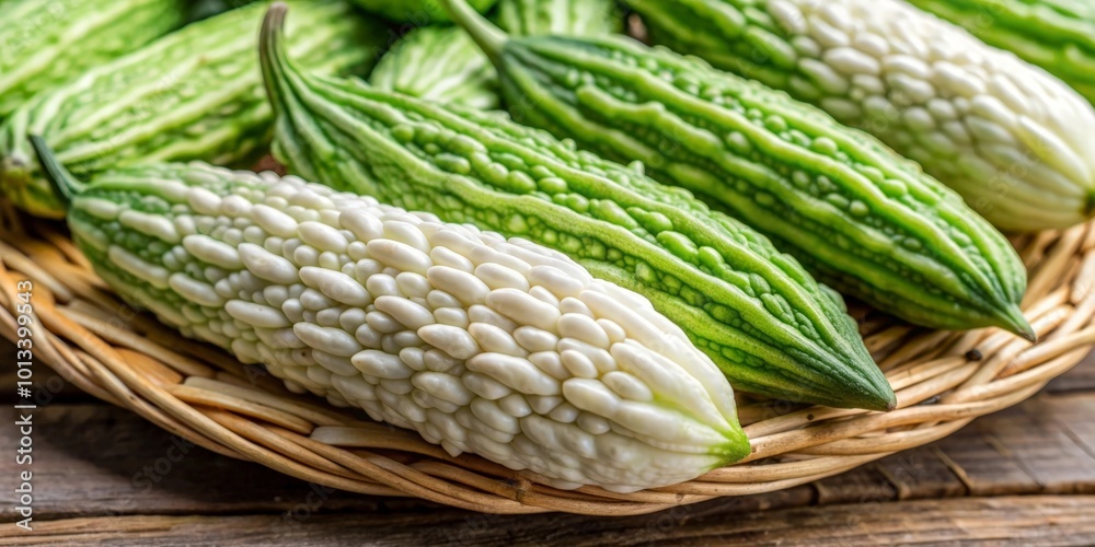 Green and white bitter cucumber karavila, chinese cuisine Green and white bitter cucumber karavila, chinese cuisine