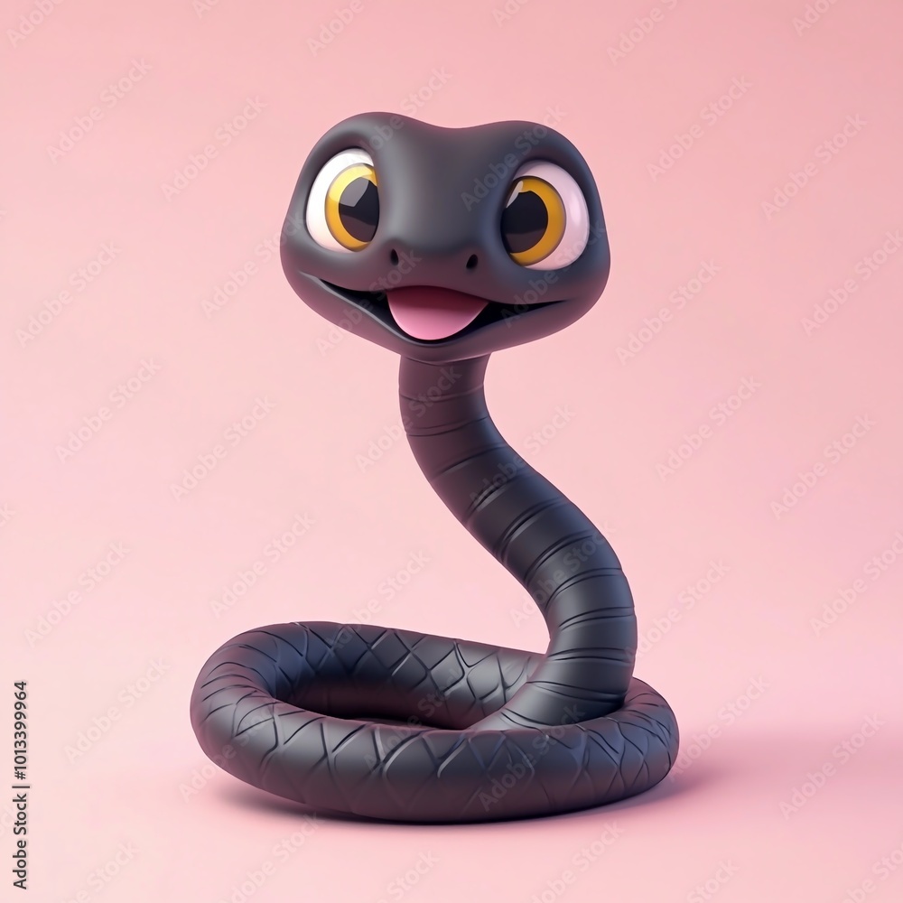 Fototapeta premium 3D Snake Icon: Slithering Reptile with Scales Illustration Logo