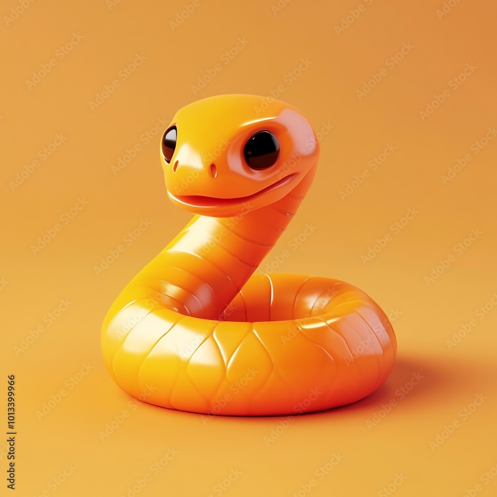 Fototapeta premium 3D Snake Icon: Slithering Reptile with Scales Illustration Logo