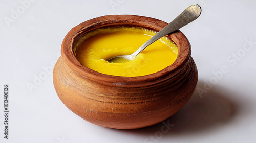 Ghee on bowl on white background  photo