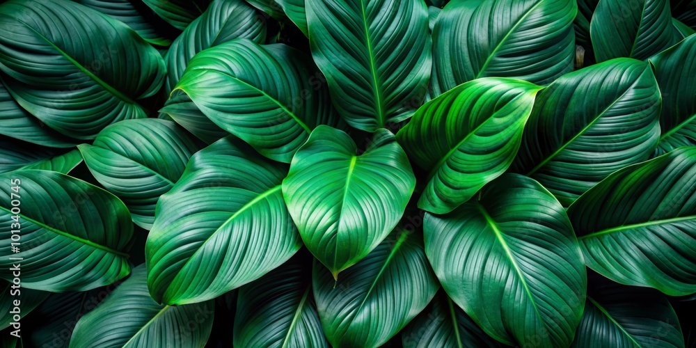 Background of large tropical green leaves Background of large tropical green leaves