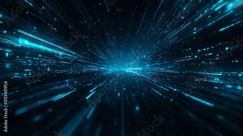 Wallpaper Mural Abstract digital background with shining light lines and data flowing through the screen, creating an energetic atmosphere for a technology or business theme. The blue lines of light form a dynamic pa Torontodigital.ca