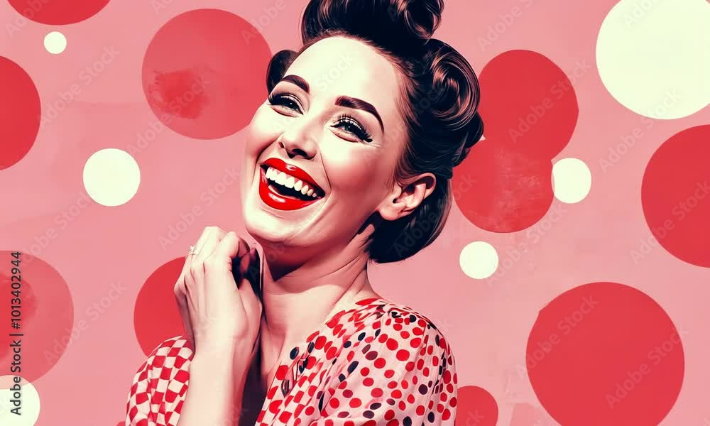 Collage pinup pop retro sketch image of happy funny lady laughing hahaha isolated Video