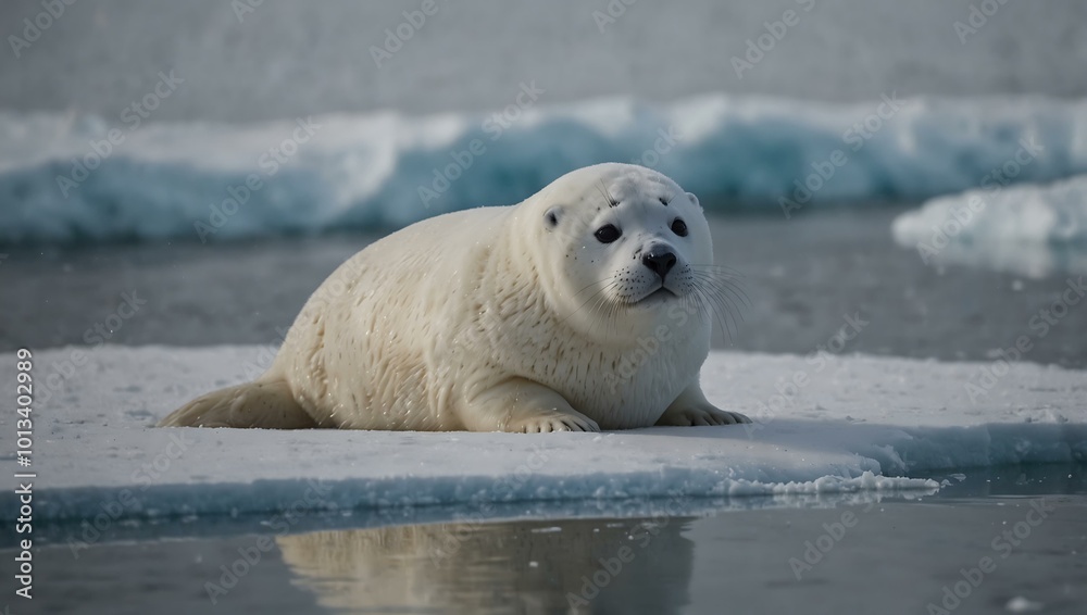 Ethereal harp seal captured in a tranquil environment. Ethereal harp seal captured in a tranquil environment.
