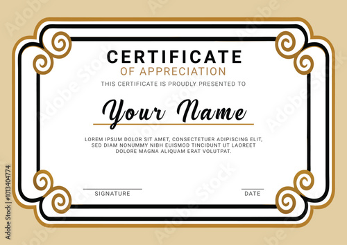 Certificate, Diploma of completion (design template, white background) with Frame, Border