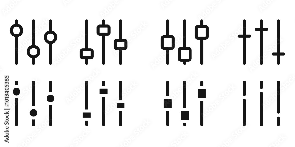 Equalizer Slider icon. Volume controller symbols collection. Equalizer Slider icon. Volume controller symbols collection.