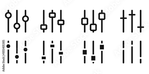 Equalizer Slider icon. Volume controller symbols collection.