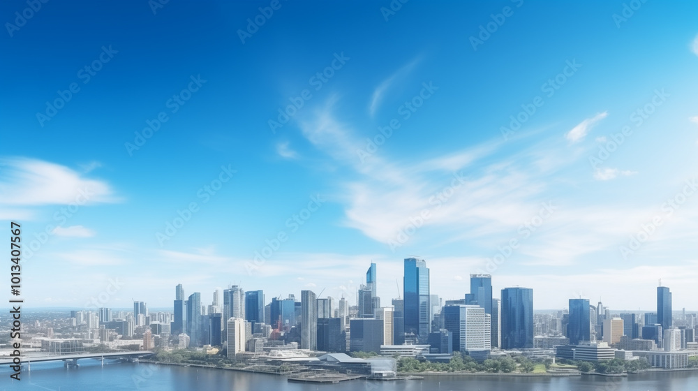 Aerial View of City Skyline and High-Rise Buildings Under Blue Sky and White Clouds Aerial View of City Skyline and High-Rise Buildings Under Blue Sky and White Clouds