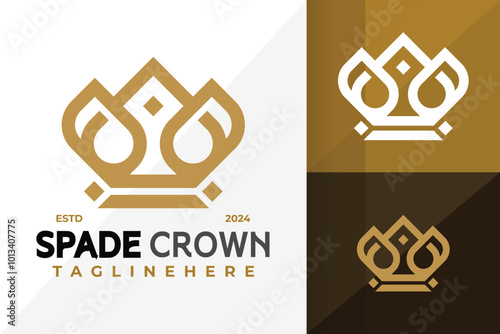 Spade Crown Logo Icon Vector Design. Creative simple logos designs illustration