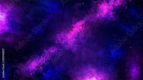 Stunning pink and purple nebula in deep space with starry sky and cosmic dust clouds, featuring interstellar gas and galactic glow in a vast cosmic landscape