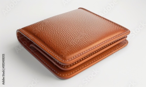 Stylish leather wallet, white background, 4K hyperrealistic photo