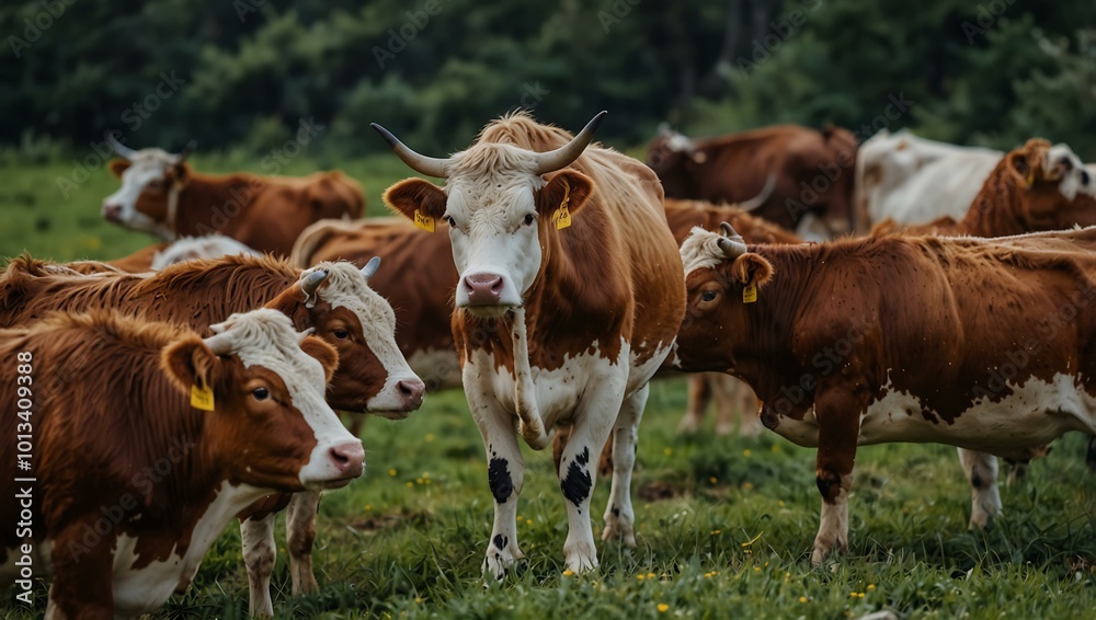 Group of cows in their natural habitat. Group of cows in their natural habitat.