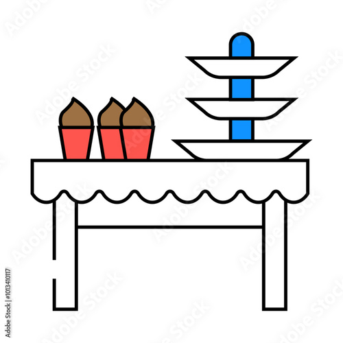 dessert table buffet line icon vector. dessert table buffet sign. isolated symbol illustration