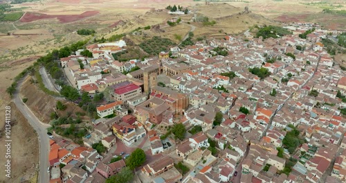 Aerial flight over the city of Alcaraz photo