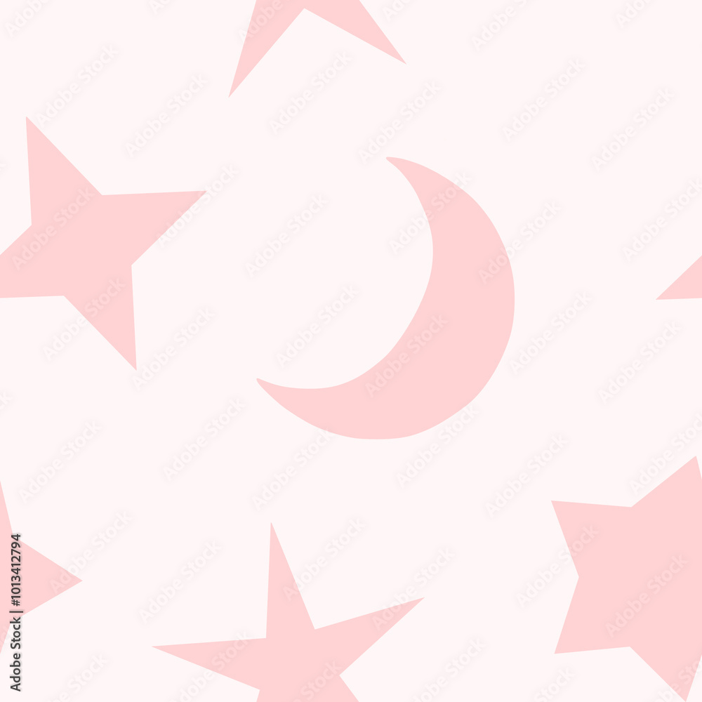 A pattern with hand-drawn silhouettes of stars of different shapes and a crescent moon. Seamless texture with laconic stars and a moon. Ideal for festive Christmas decor, children's parties and textil A pattern with hand-drawn silhouettes of stars of different shapes and a crescent moon. Seamless texture with laconic stars and a moon. Ideal for festive Christmas decor, children's parties and textil