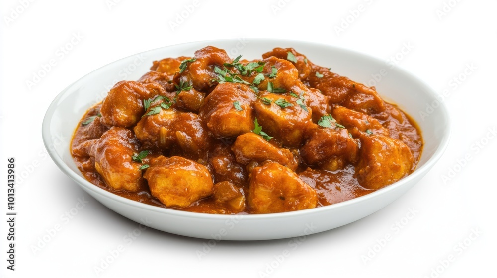 Curry on a plate, on white plain isolated, top view Curry on a plate, on white plain isolated, top view