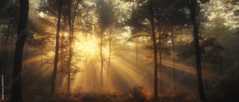 Morning Light Through Forest Trees