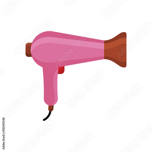 Hair dryer flat vector illustration isolated on white background