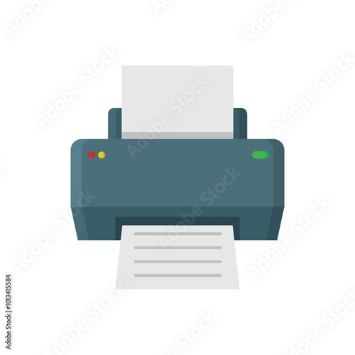 Office printer flat vector illustration isolated on white background