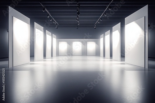 A high-key lighting setup in a modern studio with softbox lights and reflective boards, filling the scene with light and softening all shadows. The entire space is bright and evenly lit. photo