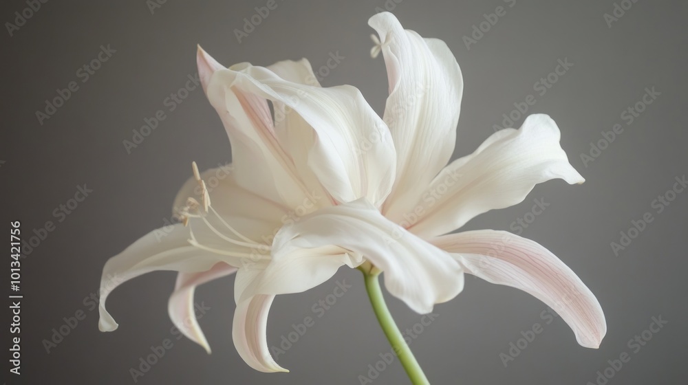 Naklejka premium Delicate White Flower with Pink Hues