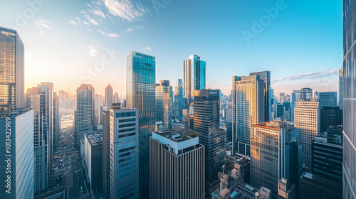 Aerial View of City Skyline and High-Rise Buildings Under Blue Sky and White Clouds