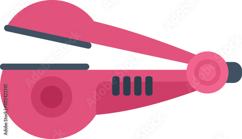 Pink curling iron heating up, ready to be used by a professional hairdresser for a new hairstyle