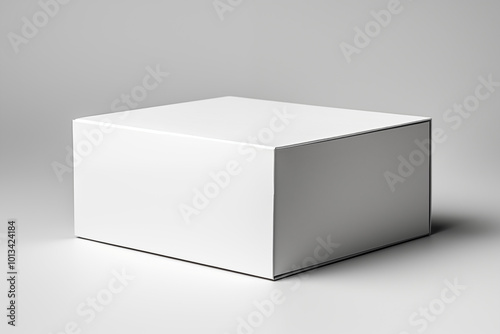 3d rendering of box package with a blank label for mockup on an isolated background