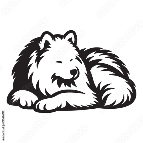 Wallpaper Mural Samoyed Dog Sitting  Vector illustration in black and white
 Torontodigital.ca