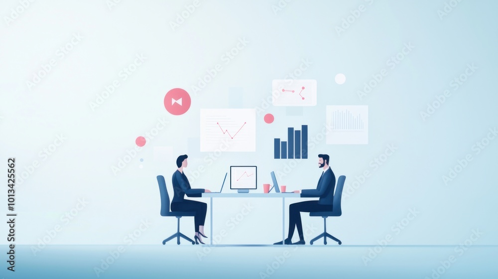 Collaborative Business Meeting: Analyzing Data and Strategies in a Modern Office Environment Collaborative Business Meeting: Analyzing Data and Strategies in a Modern Office Environment