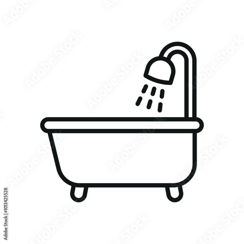 Bathtub bathroom icon vector basic design simple and modern concept graphic