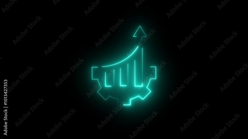 Technology with a graph to the top. Technical excellence, superiority .neon line graph icon isolated on black background. Technology with a graph to the top. Technical excellence, superiority .neon line graph icon isolated on black background.
