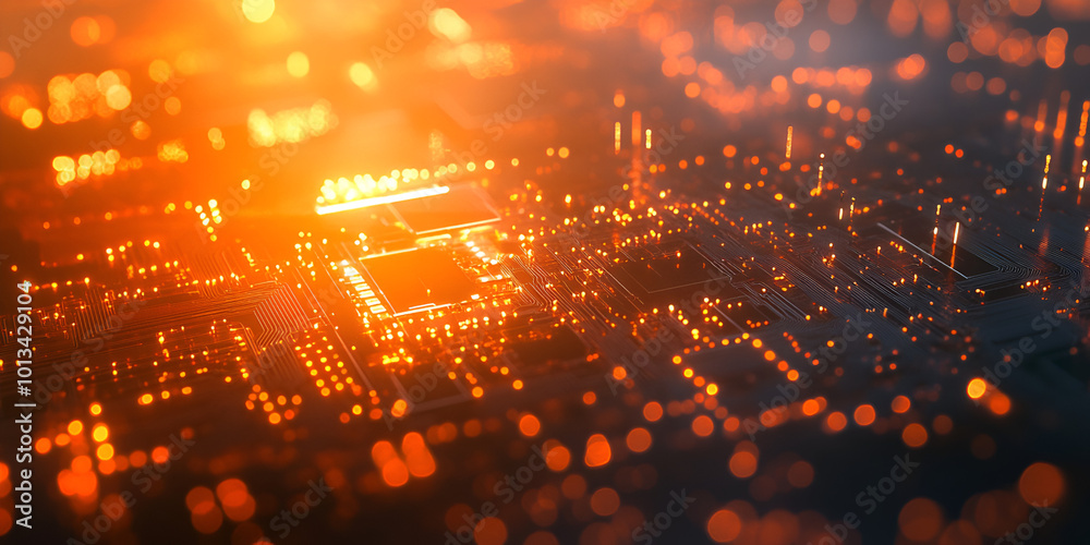Fototapeta premium High-Tech Circuit Board with Glowing Connections