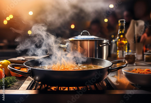 cooking in the kitchen