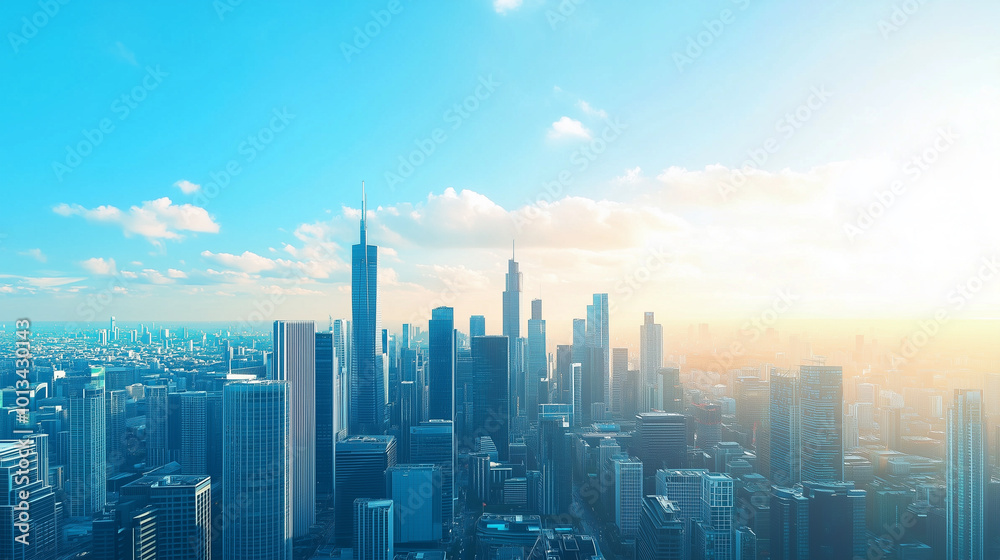 Aerial View of City Skyline and High-Rise Buildings Under Blue Sky and White Clouds Aerial View of City Skyline and High-Rise Buildings Under Blue Sky and White Clouds