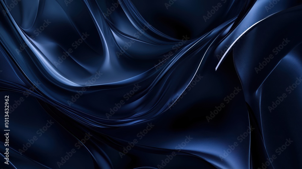 An abstract composition featuring dark blue waves and sleek textures, evoking a sense of smooth elegance.