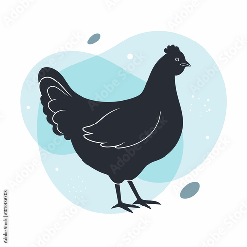 Hand-drawn Chicken Silhouette with Beige Background