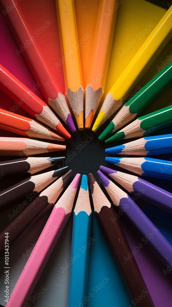 Fototapeta premium color pencils on black background