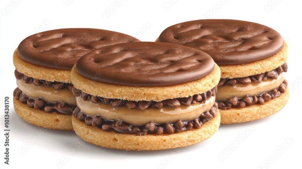 Three delicious cookies filled with creamy chocolate goodness tempt your taste buds