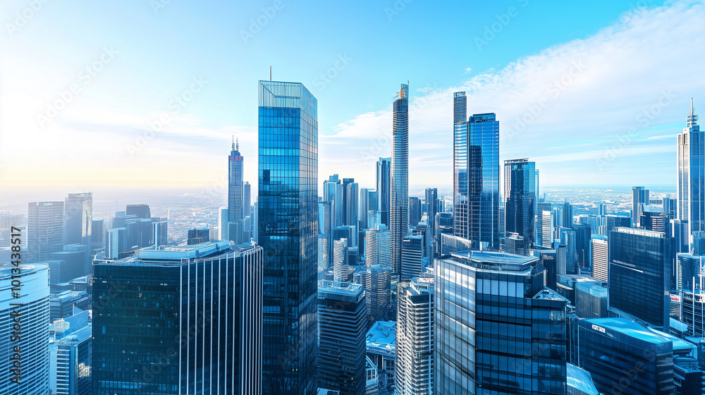 Aerial View of City Skyline and High-Rise Buildings Under Blue Sky and White Clouds Aerial View of City Skyline and High-Rise Buildings Under Blue Sky and White Clouds