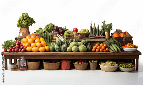 A long shot of market on white isolated background