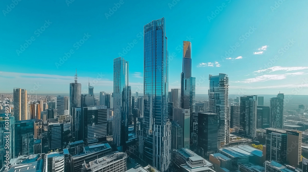 Aerial View of City Skyline and High-Rise Buildings Under Blue Sky and White Clouds Aerial View of City Skyline and High-Rise Buildings Under Blue Sky and White Clouds